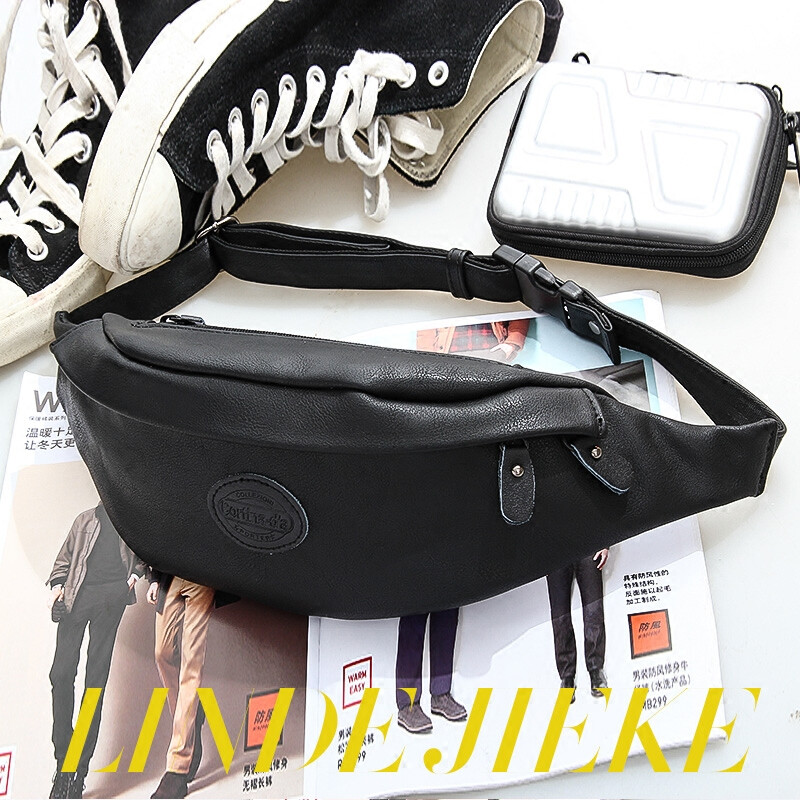 男士腰包戶外斜挎包胸前包黑質(zhì)胸包男運(yùn)動包單肩包 黑色